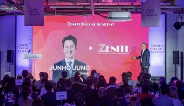 Chairman Jung Jun-ho announcing the Zenith Academy Global HIVE vision